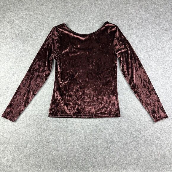 Levis Bodega Top Women L Brown Velvet Velour Slim Effortless Y2K Long Sleeve NEW - Picture 5 of 16